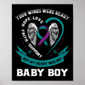 Aquamarine Lila Ribbon Suizid Awareness Prevention Poster (Vorne)