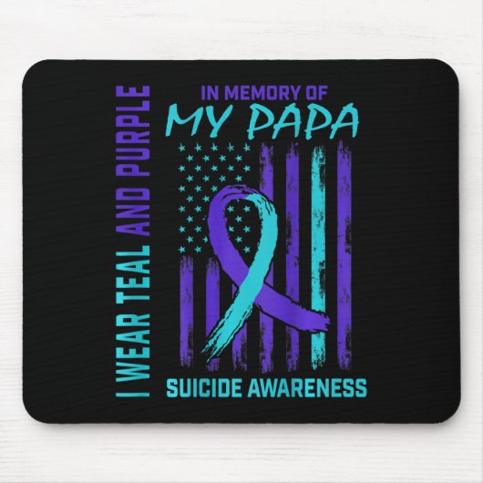 Aquamarine Lila Ribbon Suizid Bewusstsein Fahne Pa Mousepad (Vorne)