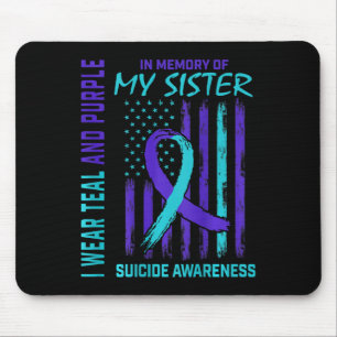 Aquamarine Lila Ribbon Suizid-Erkennungsmarke B Mousepad