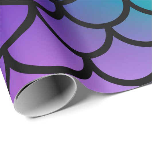 Aquamarine Lila rosa blaue Meerjungfrau Scales Fan Geschenkpapier (Rolleneckpunkt)