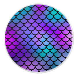 Aquamarine Lila rosa blaue Meerjungfrau Scales Fan Keramikknauf