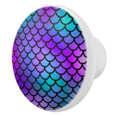 Aquamarine Lila rosa blaue Meerjungfrau Scales Fan Keramikknauf (Rechts)