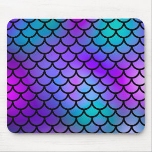 Aquamarine Lila rosa blaue Meerjungfrau Scales Fan Mousepad