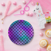 Aquamarine Lila rosa blaue Meerjungfrau Scales Fan Pappteller (Party)