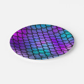 Aquamarine Lila rosa blaue Meerjungfrau Scales Fan Pappteller (Schrägansicht)