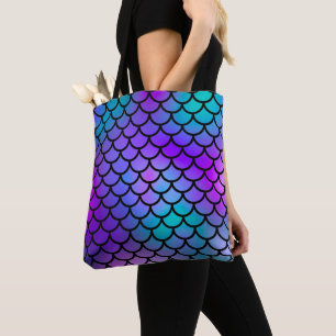 Aquamarine Lila rosa blaue Meerjungfrau Scales Fan Tasche