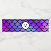 Aquamarine Lila rosa blaue Meerjungfrau Scales Fan Wasserflaschenetikett (Einzelnes Label)