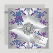Aquamarine Lila Rose Brautdusche Einladung (Vorne/Hinten)