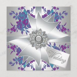 Aquamarine Lila Rose Hochzeit Einladung