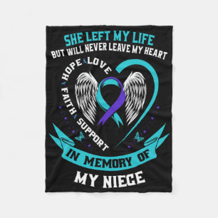 Aquamarine Lila Selbstmord Bewusstsein Ribbon Niec Fleecedecke