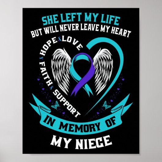 Aquamarine Lila Selbstmord Bewusstsein Ribbon Niec Poster (Vorne)