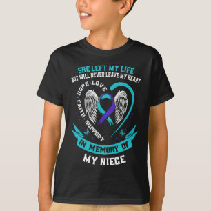 Aquamarine Lila Selbstmord Bewusstsein Ribbon Niec T-Shirt