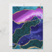 Aquamarine, Lila und Gold Glitzer Peacock Agate We Einladung (Rückseite)