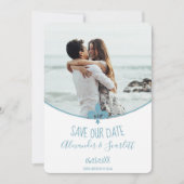 Aquamarine Lilie Foto Ankündigung Datum freihalten (Vorderseite)