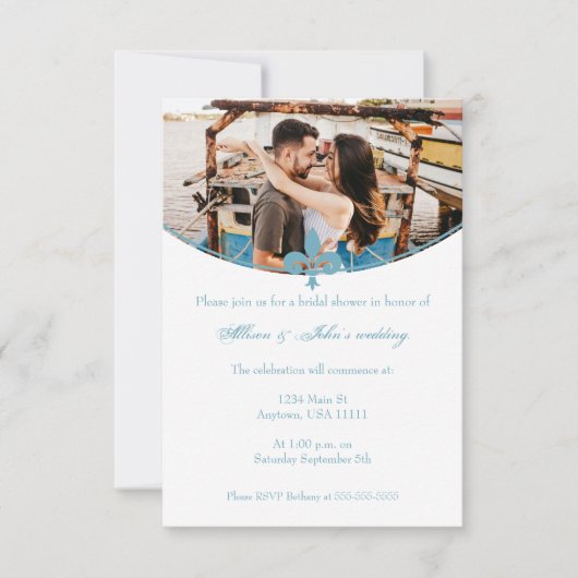 Aquamarine Lilie Foto Brautparty Einladung (Vorderseite)