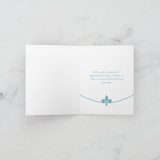 Aquamarine Lilie Foto Hochzeit Dankeschön Karten (Innenseite)