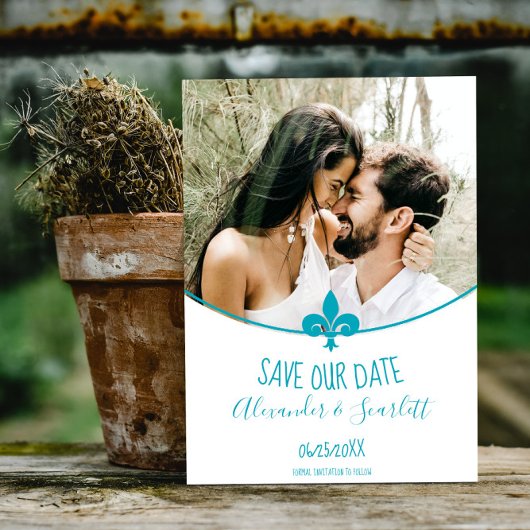 Aquamarine Lilie Foto Save the Date Ankündigung
