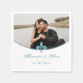 Aquamarine Lilie Foto Wedding Napkins Serviette (Vorderseite)