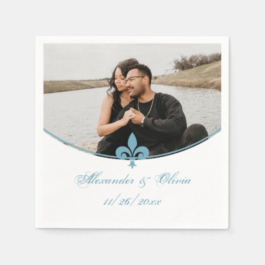 Aquamarine Lilie Foto Wedding Napkins Serviette (Vorderseite)