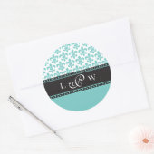 Aquamarine Lilie Wedding Monogram Aufkleber (Umschlag)
