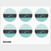 Aquamarine Lilie Wedding Monogram Aufkleber (Blatt)