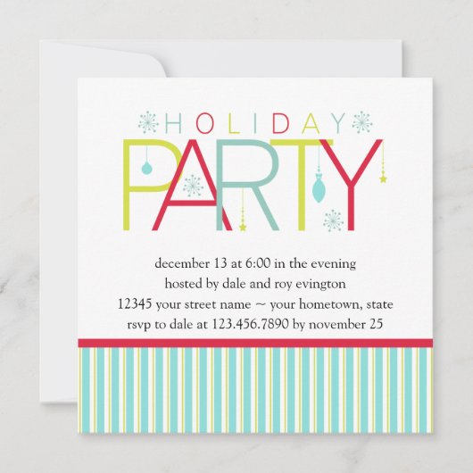 Aquamarine Limone Dunkelrosa FeierEinladung Einladung (Vorderseite)