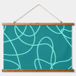 Aquamarine Linie Wandteppich Mit Holzrahmen