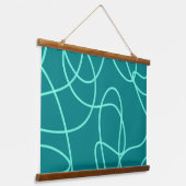 Aquamarine Linie Wandteppich Mit Holzrahmen (Gewinkelt)