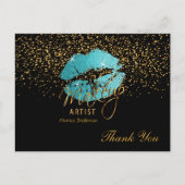 Aquamarine Lippen auf Schwarz Postkarte (Vorderseite)