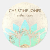 aquamarine Lotus-Blume Runder Aufkleber (Vorderseite)