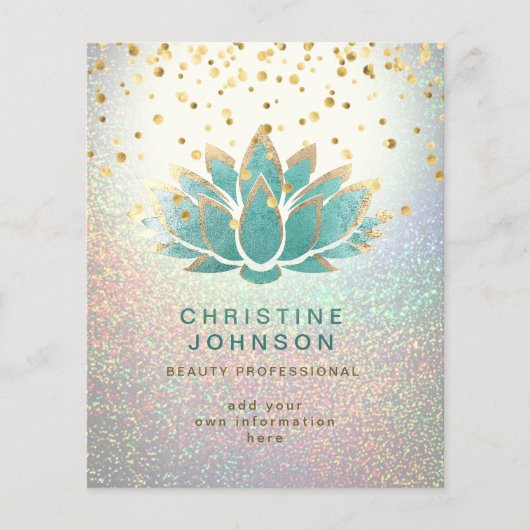 aquamarine Lotus Blume Schönheit beruflich Flyer (Vorne)