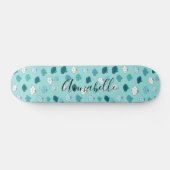 Aquamarine Lotus Blume Wasser Buddhistisches Skate Skateboard (Horizontal)