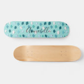 Aquamarine Lotus Blume Wasser Buddhistisches Skate Skateboard (Horizontal)