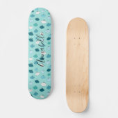 Aquamarine Lotus Blume Wasser Buddhistisches Skate Skateboard (Vorderseite)