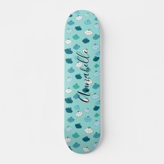 Aquamarine Lotus Blume Wasser Buddhistisches Skate Skateboard (Vorne)