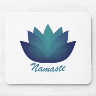 Aquamarine Lotus Namaste Mousepad