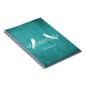 Aquamarine Lovebirds BlumenweinNotebook Notizblock (Rechte Seite)