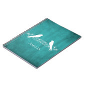 Aquamarine Lovebirds BlumenweinNotebook Notizblock (Linke Seite)