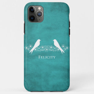 Aquamarine Lovebirds Floral Vine iPhone Case