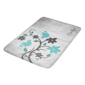Aquamarine Lovebirds Personalisiert Badematte (Schrägansicht)