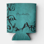 Aquamarine Lovebirds Personalisiert Cooler Dosenkühler (Vorderseite)