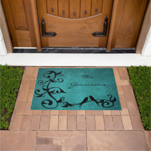 Aquamarine Lovebirds Personalisiert Doormat Fußmatte