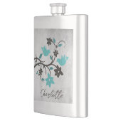 Aquamarine Lovebirds Personalisiert Flasche Flachmann (Links)