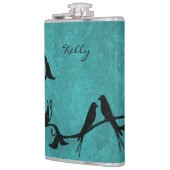 Aquamarine Lovebirds Personalisiert Flasche Flachmann (Links)