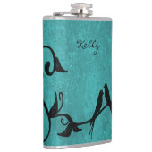 Aquamarine Lovebirds Personalisiert Flasche Flachmann (Rechts)