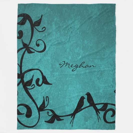 Aquamarine Lovebirds Personalisiert Fleece Blanket (Vorderseite)