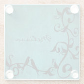 Aquamarine Lovebirds Personalisiert Glass Unterset Glasuntersetzer (Rückseite)