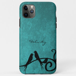 Aquamarine Lovebirds Personalisiert iPhone Case