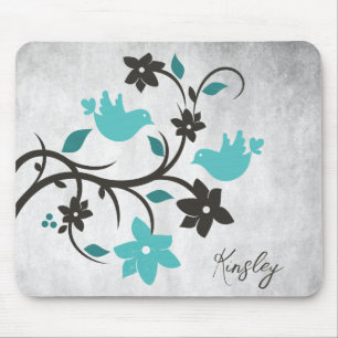 Aquamarine Lovebirds Personalisierte Maus Pad Mousepad