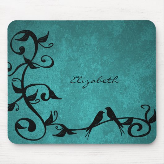 Aquamarine Lovebirds Personalisierte Maus Pad Mousepad (Vorne)